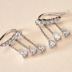Boucles D'oreilles Pendantes Rilla Argent Blanc Oxyde De Zirconium