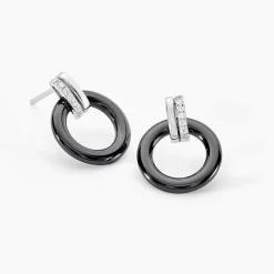 Boucles D'oreilles Pendantes Bertillianne Argent Céramique Et Oxyde