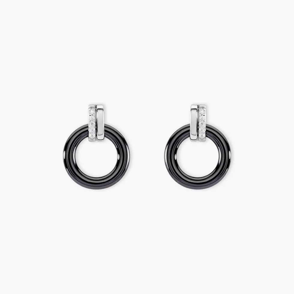 Boucles D'oreilles Pendantes Bertillianne Argent Céramique Et Oxyde