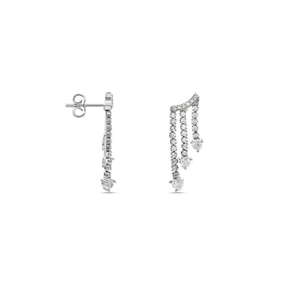 Boucles D'oreilles Pendantes Isalis Argent Blanc Oxyde De Zirconium