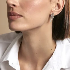 Boucles D'oreilles Pendantes Isalis Argent Blanc Oxyde De Zirconium