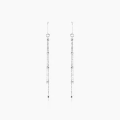 Boucles D'oreilles Pendantes Laïa Argent Blanc