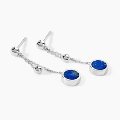 Boucles D'oreilles Pendantes Franzine Argent Blanc Lapis Lazulis