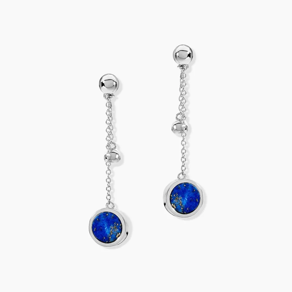 Boucles D'oreilles Pendantes Franzine Argent Blanc Lapis Lazulis