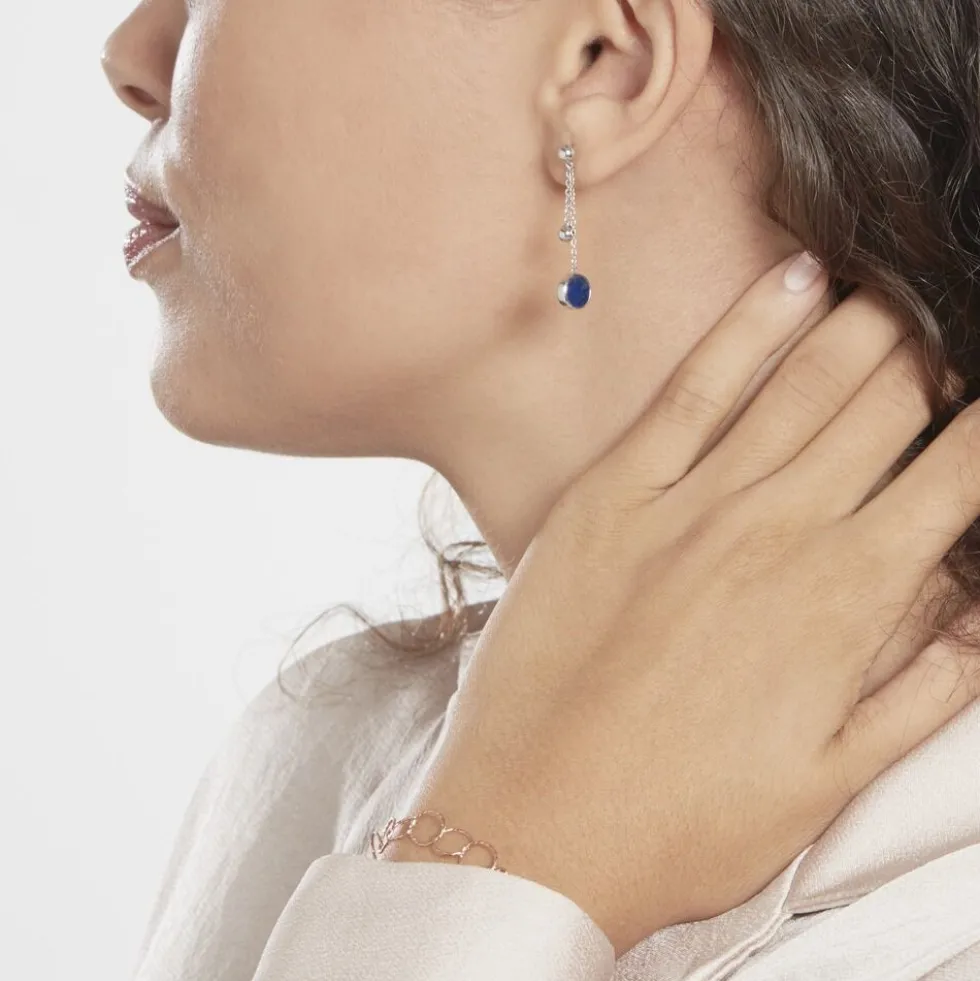 Boucles D'oreilles Pendantes Franzine Argent Blanc Lapis Lazulis