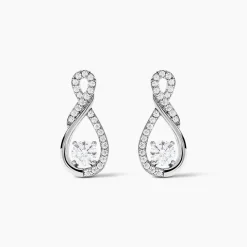 Boucles D'oreilles Puces Absa Argent Blanc Oxyde De Zirconium