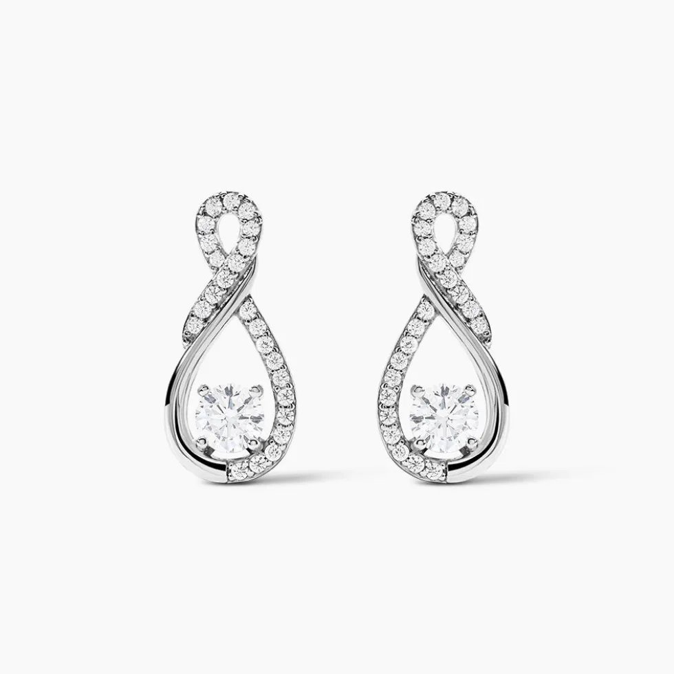 Boucles D'oreilles Puces Absa Argent Blanc Oxyde De Zirconium