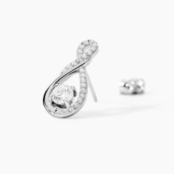 Boucles D'oreilles Puces Absa Argent Blanc Oxyde De Zirconium