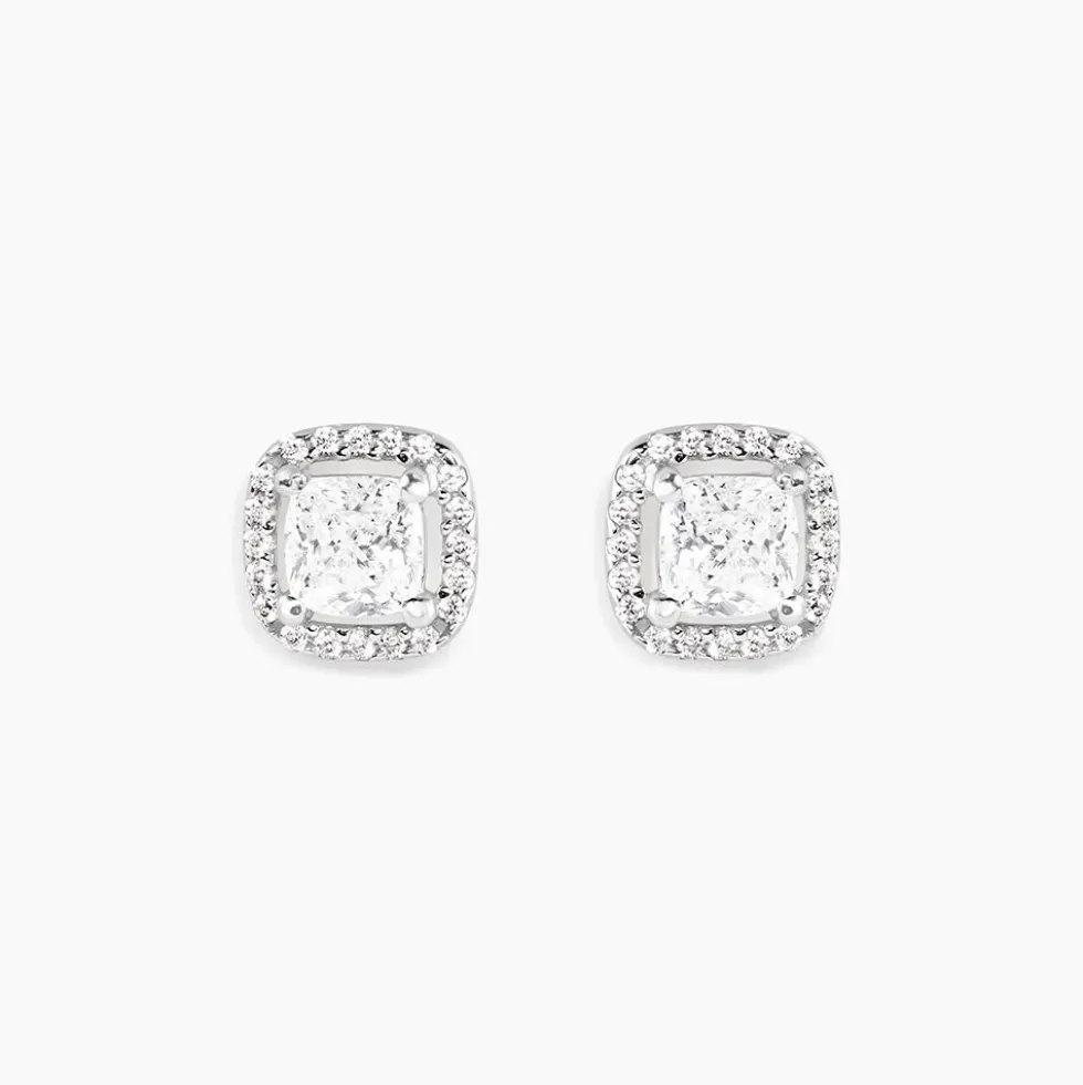 Boucles D'oreilles Puces Adrienne Or Blanc Oxyde De Zirconium