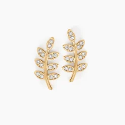 Boucles D'oreilles Puces Ael Or Jaune Oxyde De Zirconium