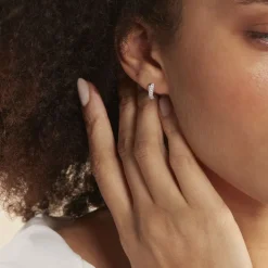 Boucles D'oreilles Puces Aglae Or Blanc Oxyde De Zirconium