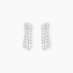 Boucles D'oreilles Puces Aglae Or Blanc Oxyde De Zirconium