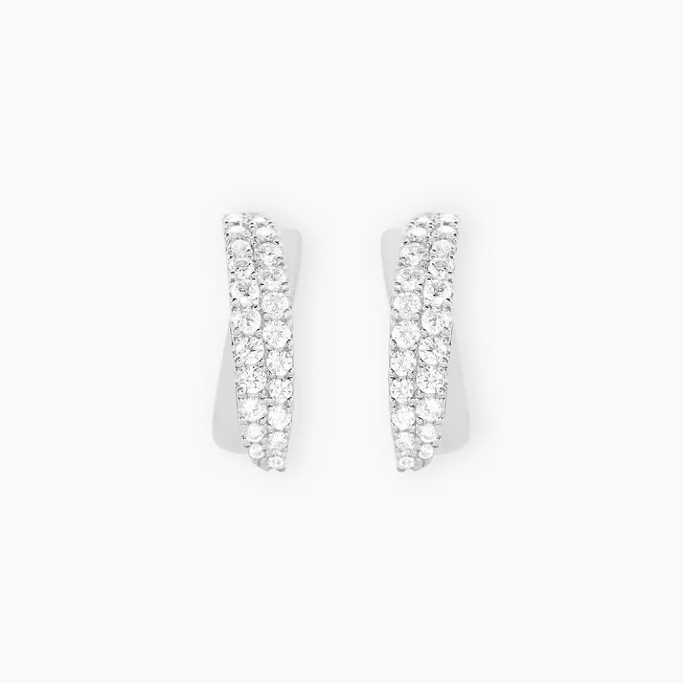 Boucles D'oreilles Puces Aglae Or Blanc Oxyde De Zirconium