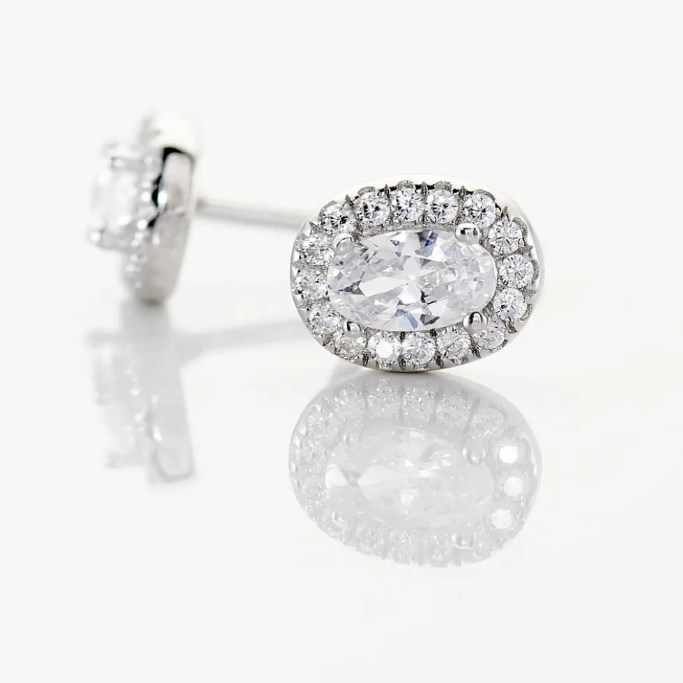 Boucles D'oreilles Puces Albertina Argent Blanc Oxyde De Zirconium