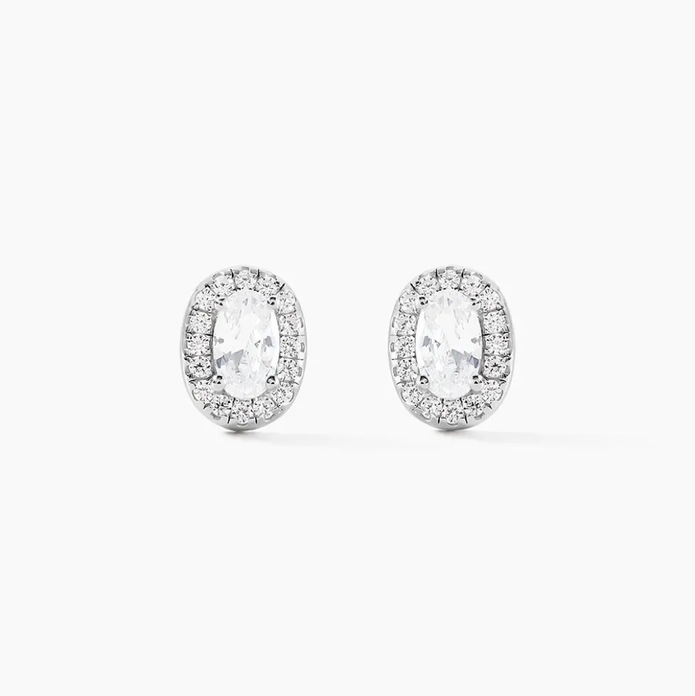 Boucles D'oreilles Puces Albertina Argent Blanc Oxyde De Zirconium