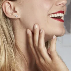 Boucles D'oreilles Puces Aleyna Argent Blanc Oxyde De Zirconium