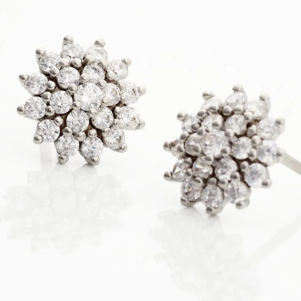 Boucles D'oreilles Puces Allie Croix Or Jaune Oxyde De Zirconium