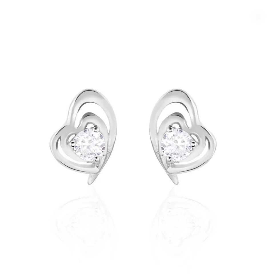 Boucles D'oreilles Puces Alou Argent Blanc Oxyde De Zirconium