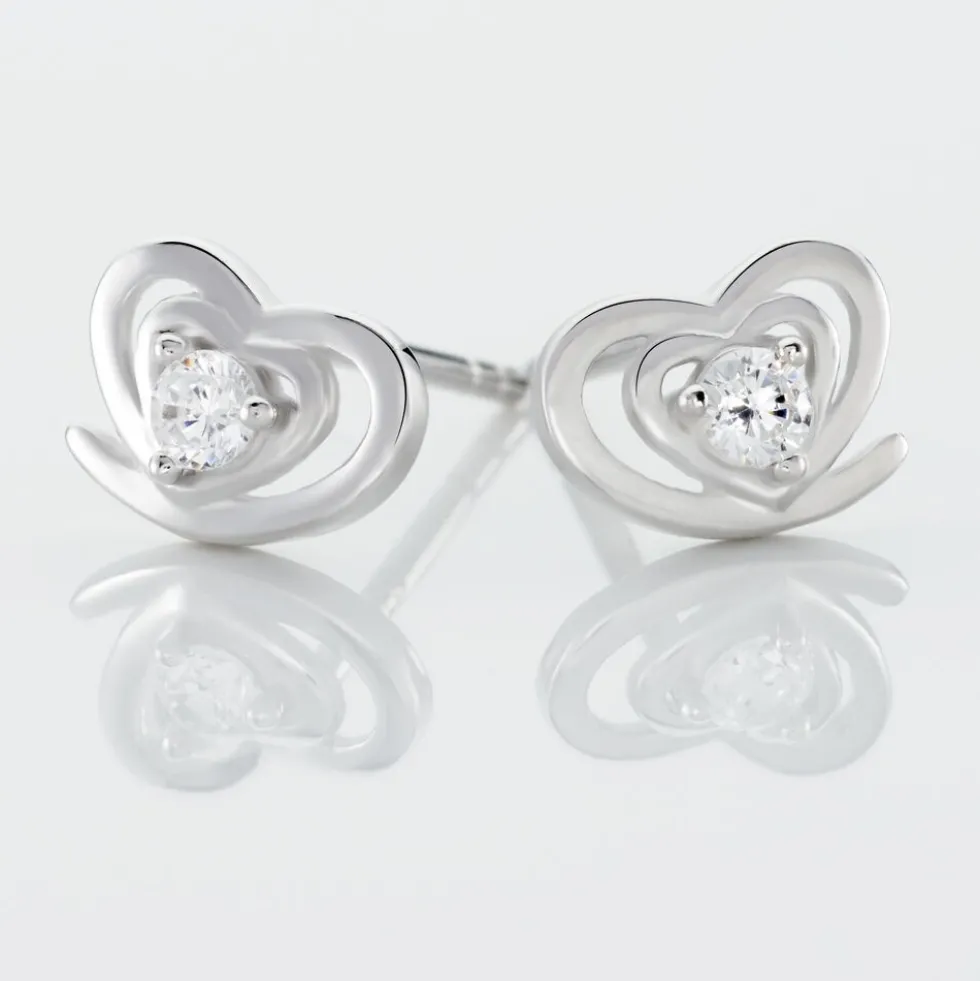 Boucles D'oreilles Puces Alou Argent Blanc Oxyde De Zirconium