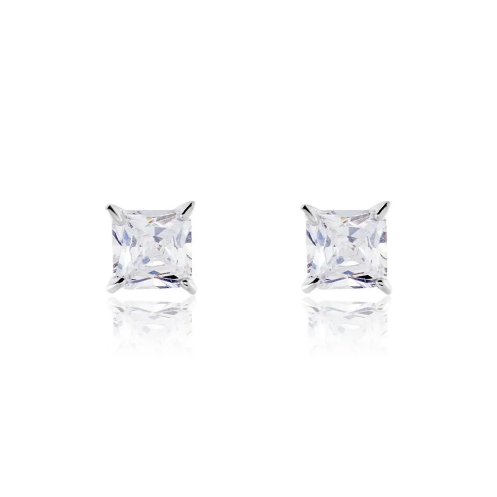 Boucles D'oreilles Puces Alys Argent Blanc Oxyde De Zirconium