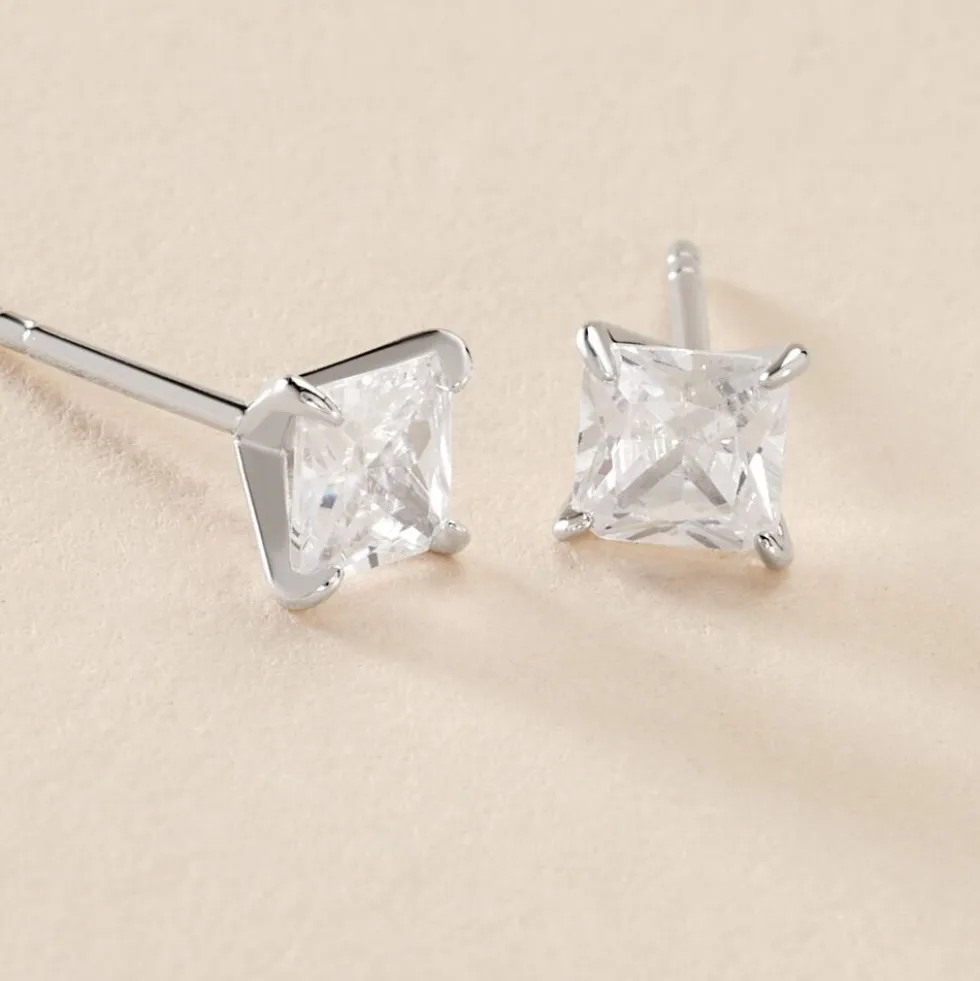 Boucles D'oreilles Puces Alys Argent Blanc Oxyde De Zirconium