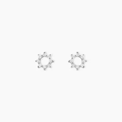 Boucles D'oreilles Puces Ama Argent Blanc Oxyde De Zirconium