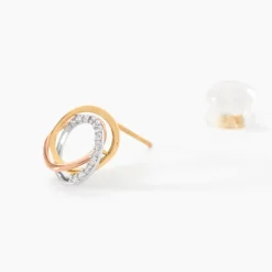 Boucles D'oreilles Puces Amaiur Or Tricolore Oxydes De Zirconium