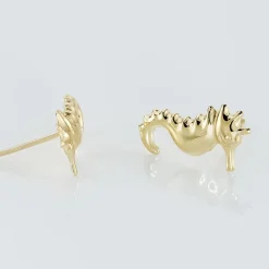 Boucles D'oreilles Puces Ambrosie Hippocampe Or Jaune