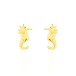 Boucles D'oreilles Puces Ambrosie Hippocampe Or Jaune
