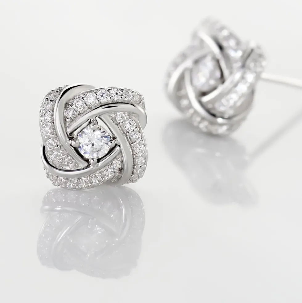 Boucles D'oreilles Puces Anasthase Argent Blanc Oxyde De Zirconium