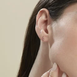 Boucles D'oreilles Puces Andrew Argent Rose Oxyde De Zirconium Rose