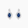 Boucles D'oreilles Puces Angelika Or Blanc Saphir Et Diamant