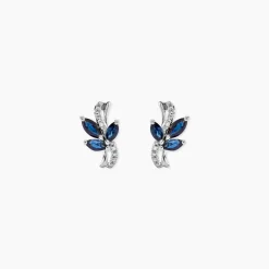 Boucles D'oreilles Puces Angie Or Blanc Saphir Et Diamant