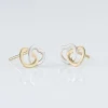 Boucles D'oreilles Puces Anne-maudae Double Coeurs Or Bicolore