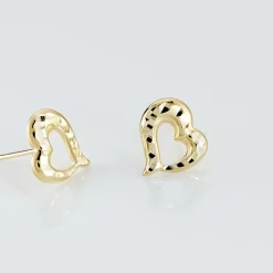 Boucles D'oreilles Puces Anne-maudae Coeurs Or Jaune