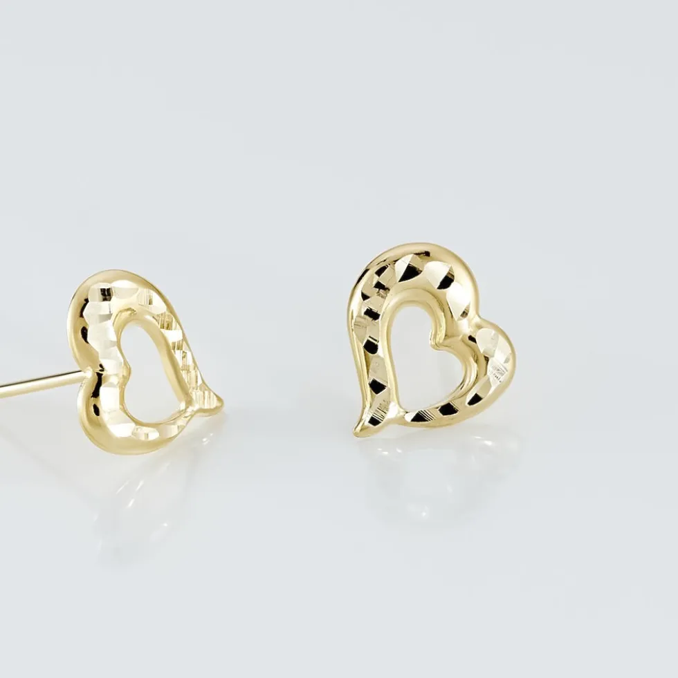 Boucles D'oreilles Puces Anne-maudae Coeurs Or Jaune