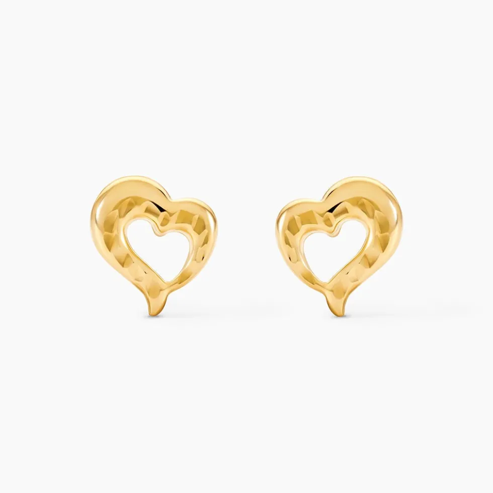 Boucles D'oreilles Puces Anne-maudae Coeurs Or Jaune