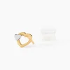 Boucles D'oreilles Puces Anne-maudae Double Coeurs Or Bicolore