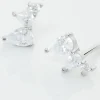 Boucles D'oreilles Puces Anya Argent Blanc Oxyde De Zirconium