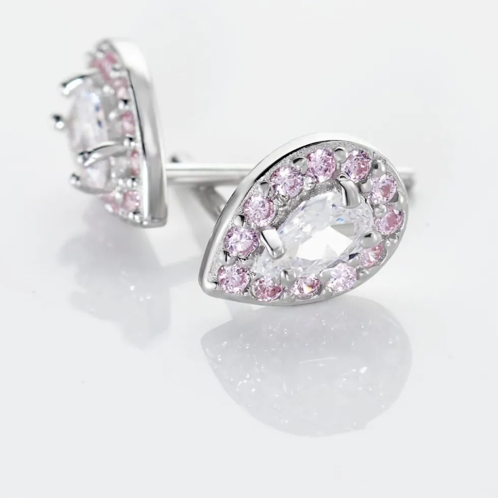 Boucles D'oreilles Puces Argent Blanc Tania Oxydes De Zirconium