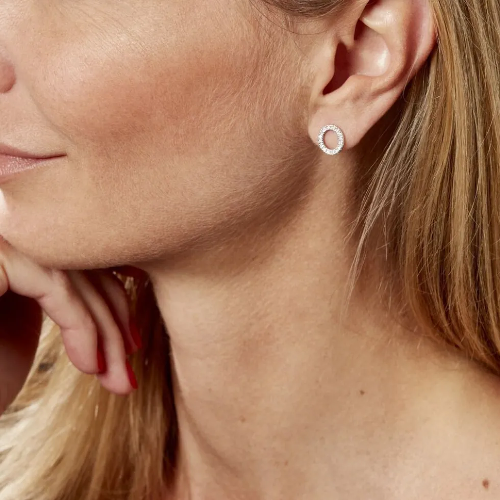 Boucles D'oreilles Puces Argent Blanc Umbria Oxydes De Zirconium