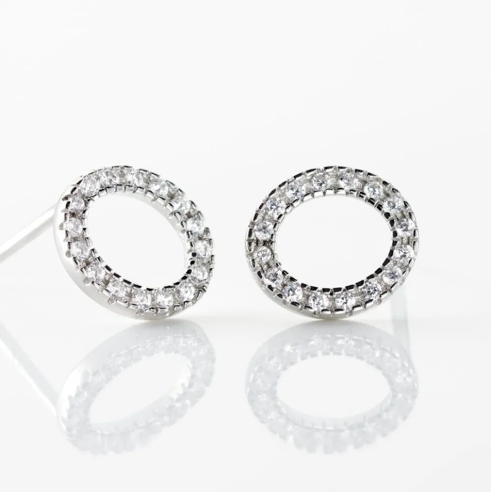 Boucles D'oreilles Puces Argent Blanc Umbria Oxydes De Zirconium