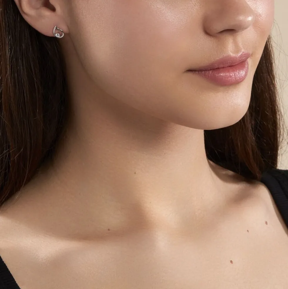Boucles D'oreilles Puces Argent Blanc Sidonio Oxydes De Zirconium