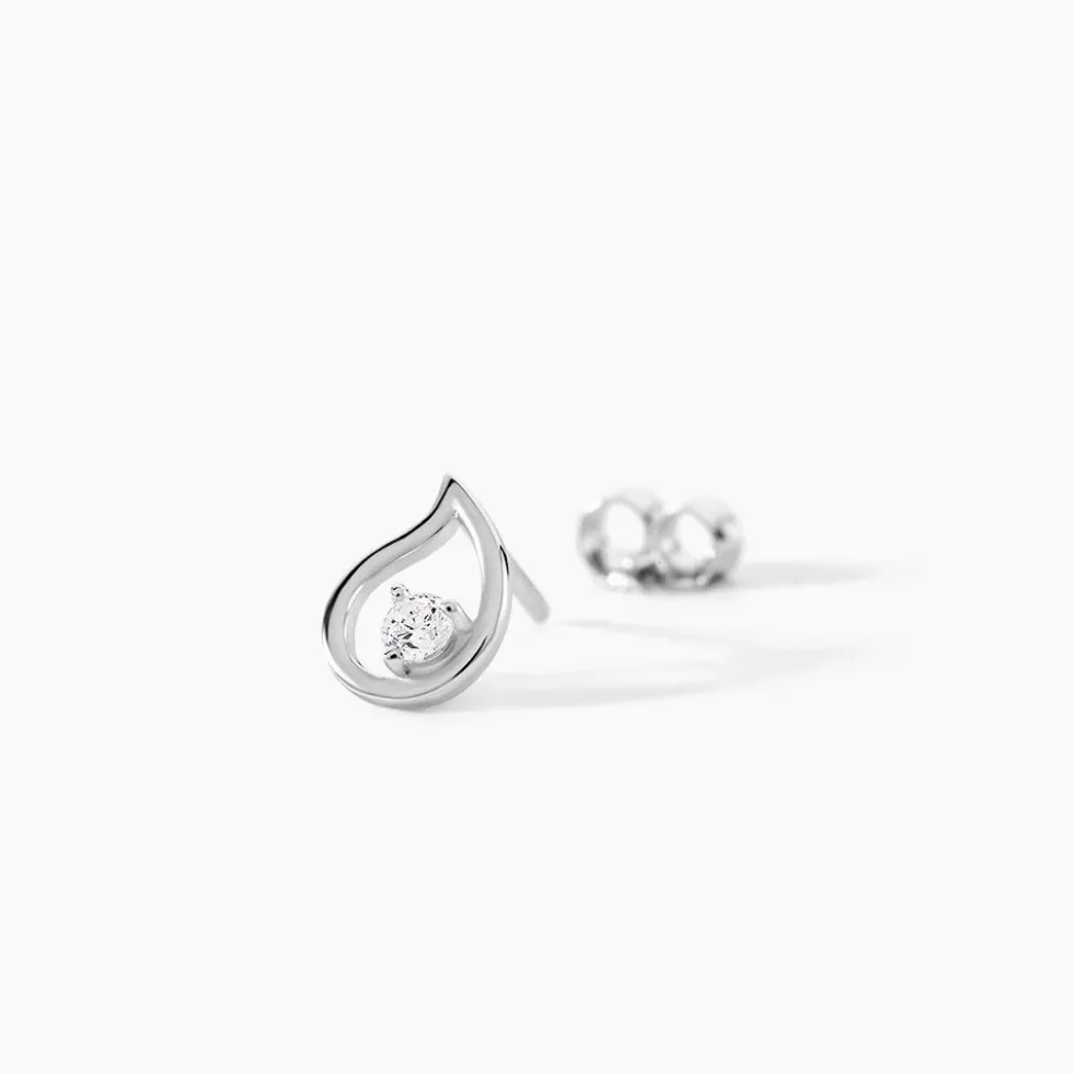 Boucles D'oreilles Puces Argent Blanc Sidonio Oxydes De Zirconium