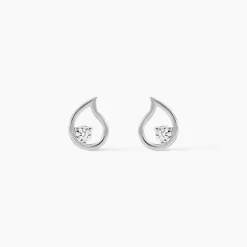 Boucles D'oreilles Puces Argent Blanc Sidonio Oxydes De Zirconium
