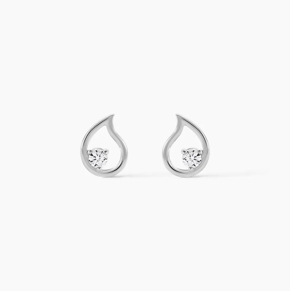 Boucles D'oreilles Puces Argent Blanc Sidonio Oxydes De Zirconium