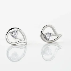 Boucles D'oreilles Puces Argent Blanc Sidonio Oxydes De Zirconium