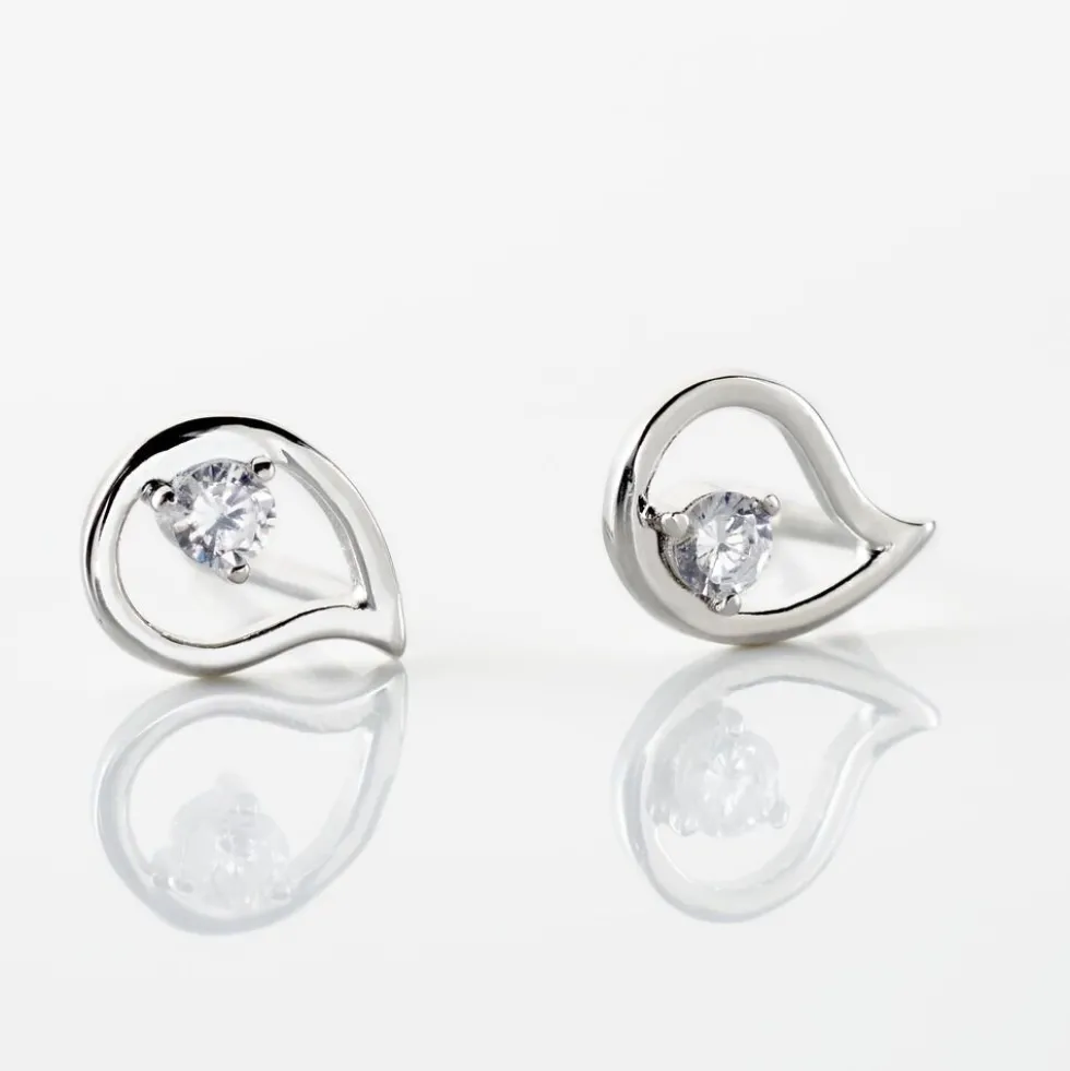 Boucles D'oreilles Puces Argent Blanc Sidonio Oxydes De Zirconium