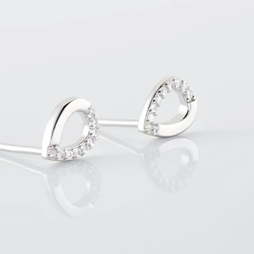 Boucles D'oreilles Puces Argent Blanc Tancelin Oxydes De Zirconium