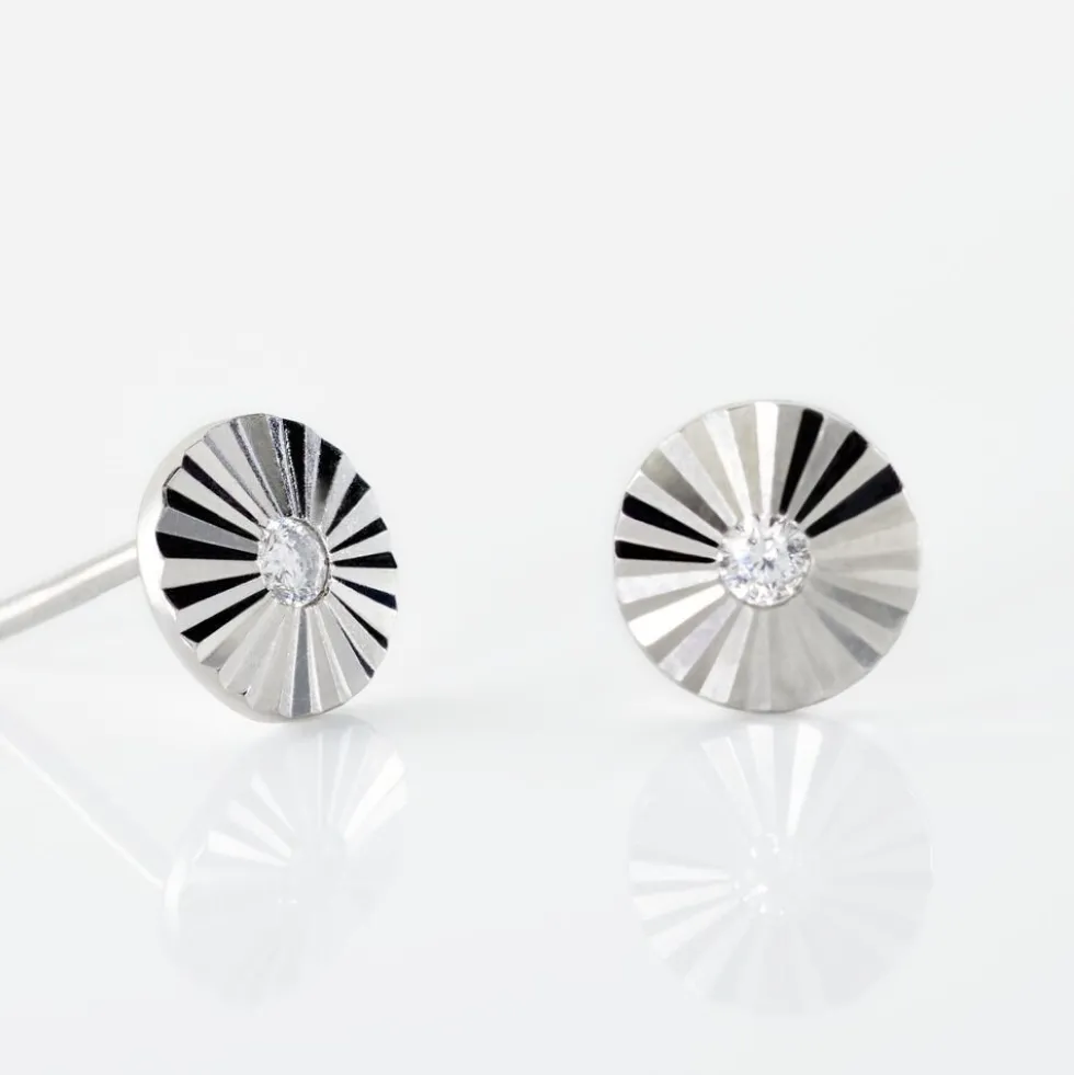 Boucles D'oreilles Puces Argent Blanc Valente Oxydes De Zirconium